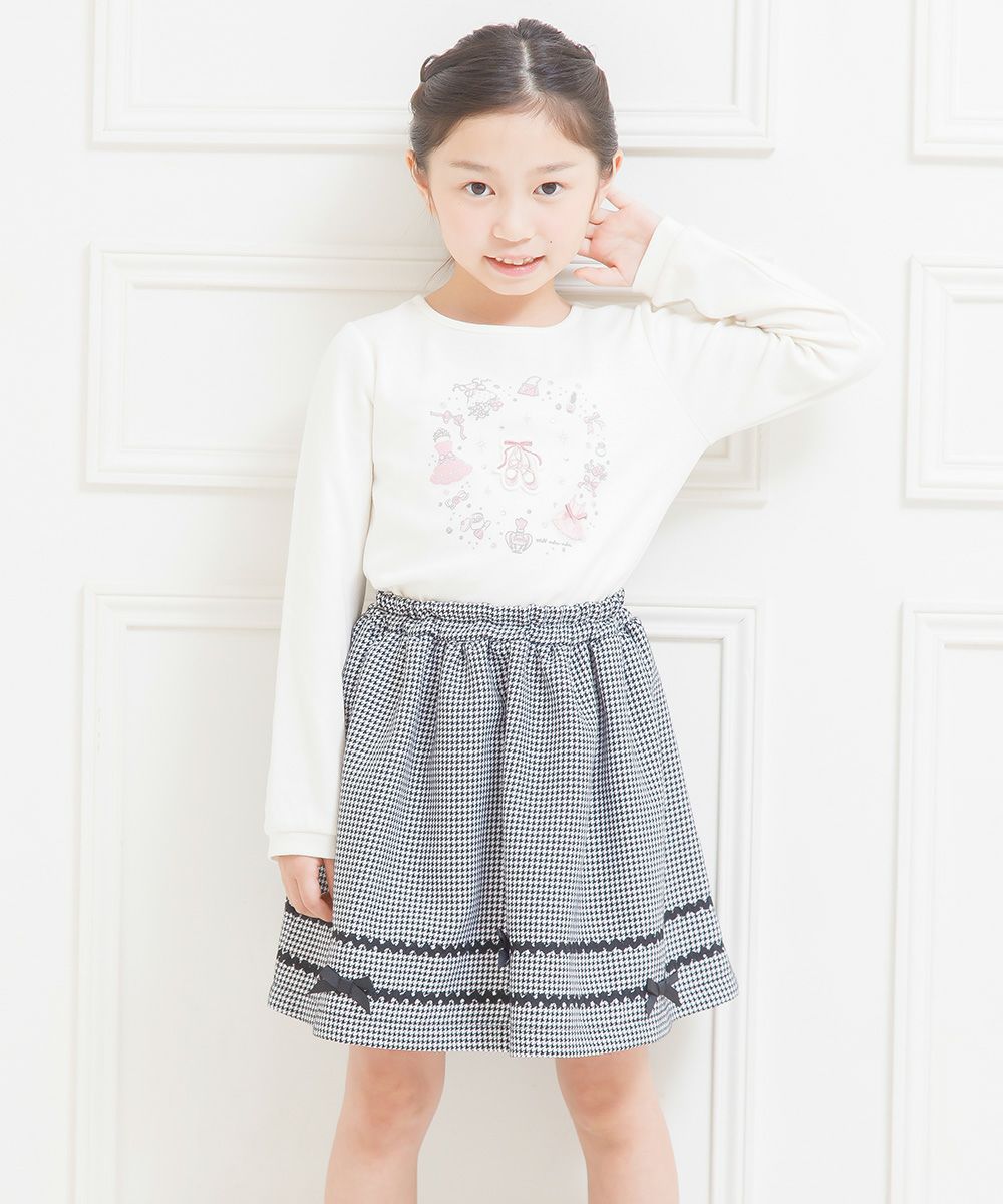 Children's clothing girl ribbon & tape with tape Sket skirt white x black (10) model image 2