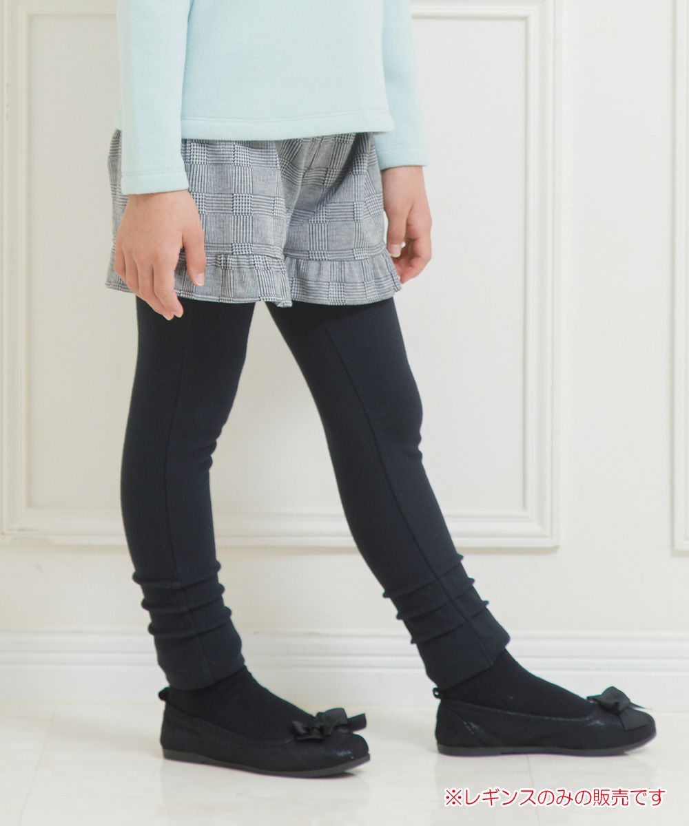 Children's clothing girl stretch full length hem tack Leggings black (00) model image up
