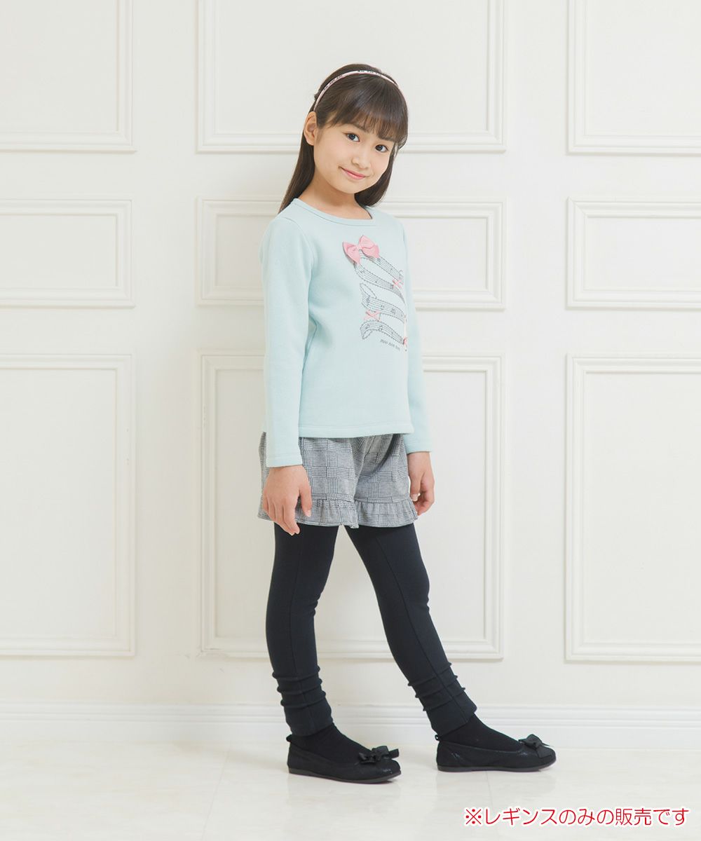 Children's clothing girl stretch full length hem tack Leggings black (00) model image whole body