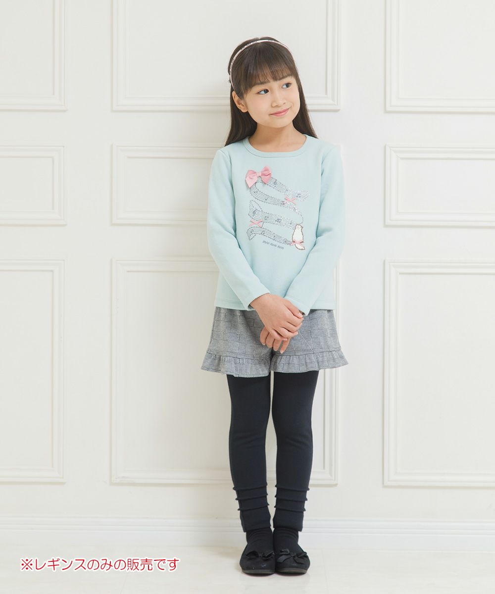 Children's clothing girl stretch full length hem tack Leggings black (00) model image 1