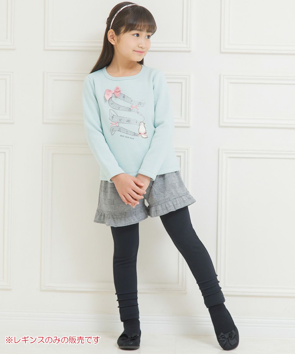 Children's clothing girl stretch full length hem tack Leggings black (00) model image 2