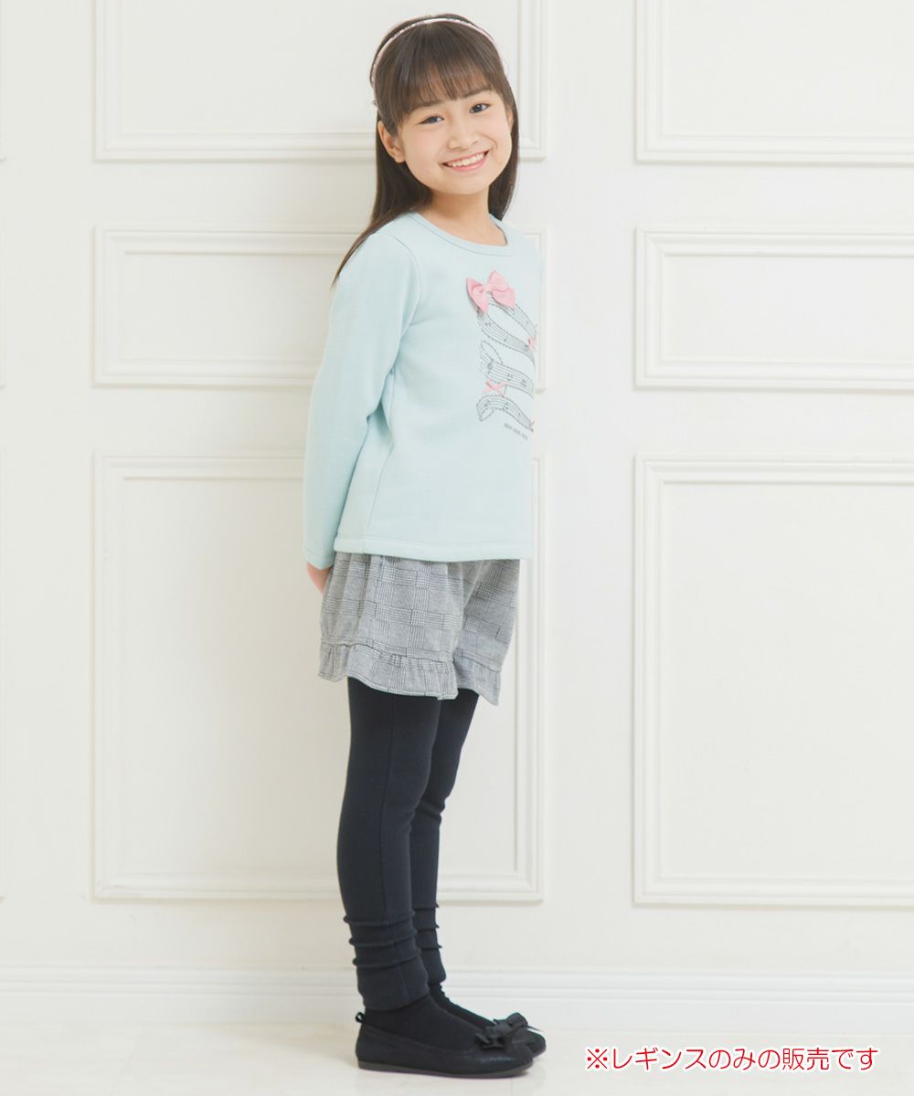 Children's clothing girl stretch full length hem tack Leggings black (00) model image 3
