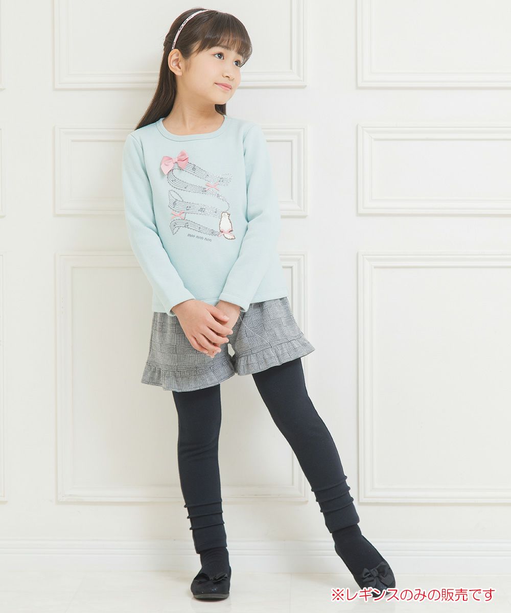 Children's clothing girl stretch full length hem tack Leggings black (00) model image 4