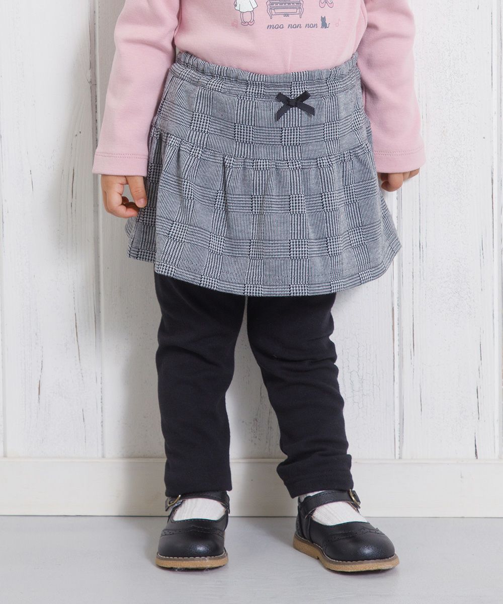 Baby Clothes Girl Baby Kids Size Glen Check Pattern Squats White x Black (10) Model Image Up