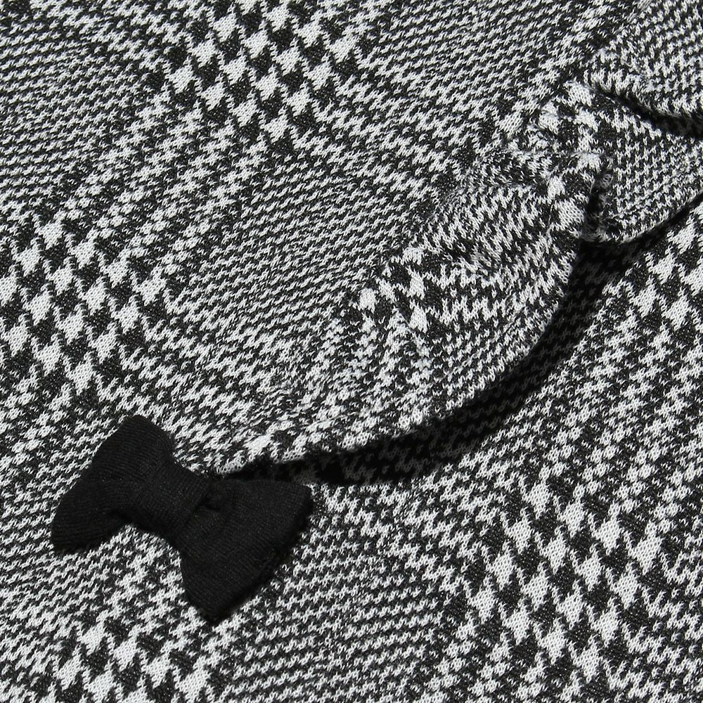 Children's clothing girl ribbon & frill Glen check pattern dress white x black (10) Design point 1