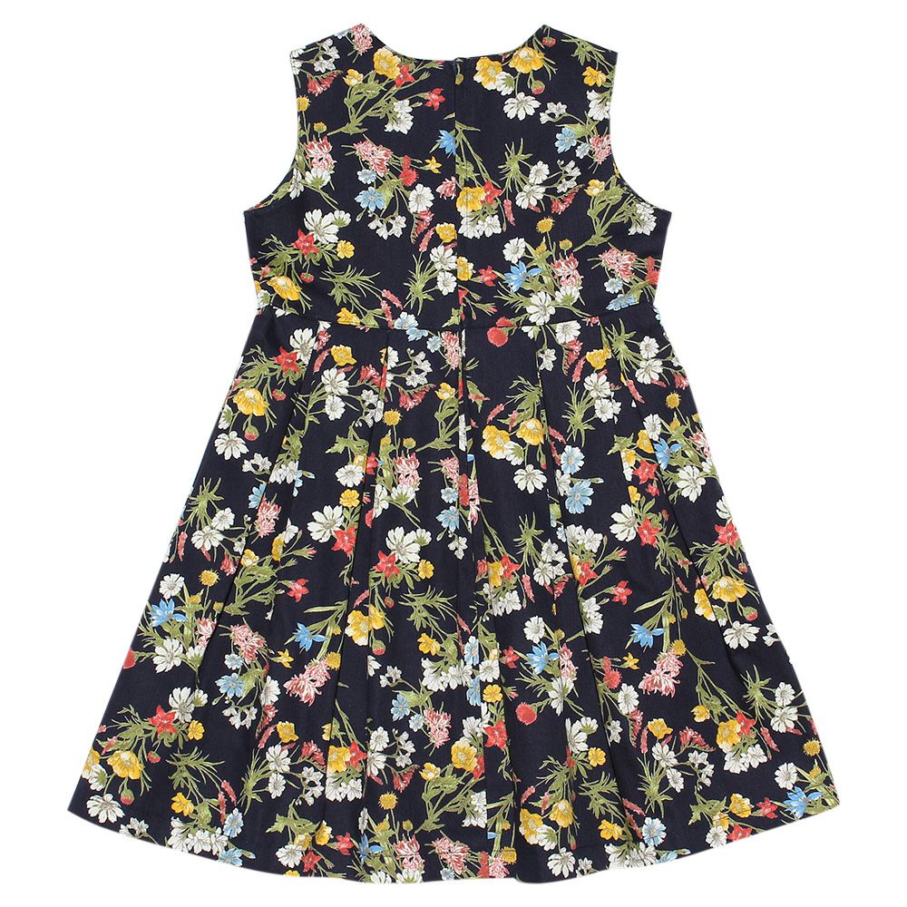 Children's clothing girls in Japan Floral pattern print dress navy (06) back