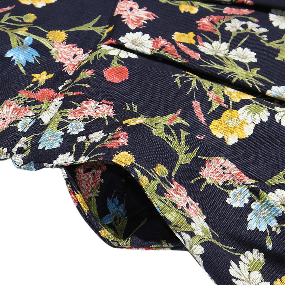 Children's clothing girls in Japan Floral pattern print dress navy (06) Design point 1