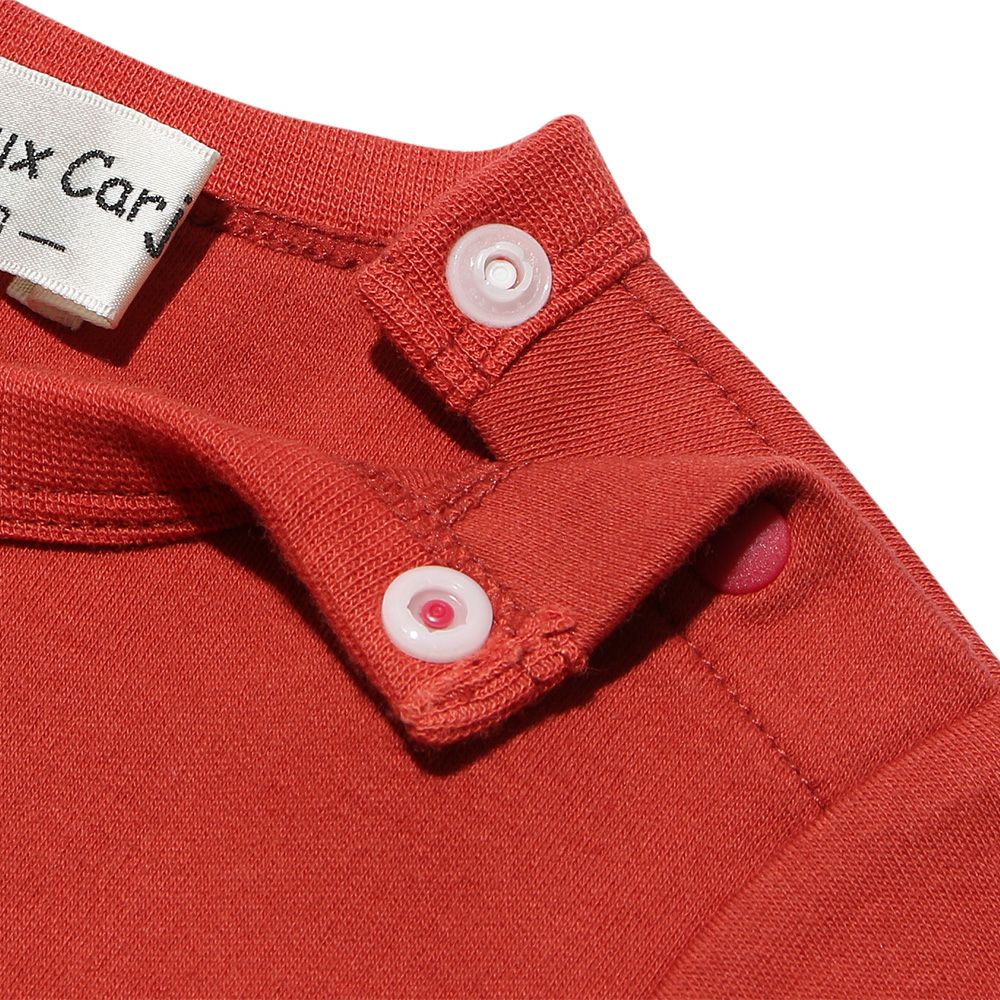 Baby size 100 % cotton vehicle series logo print T -shirt Orange Design point 2