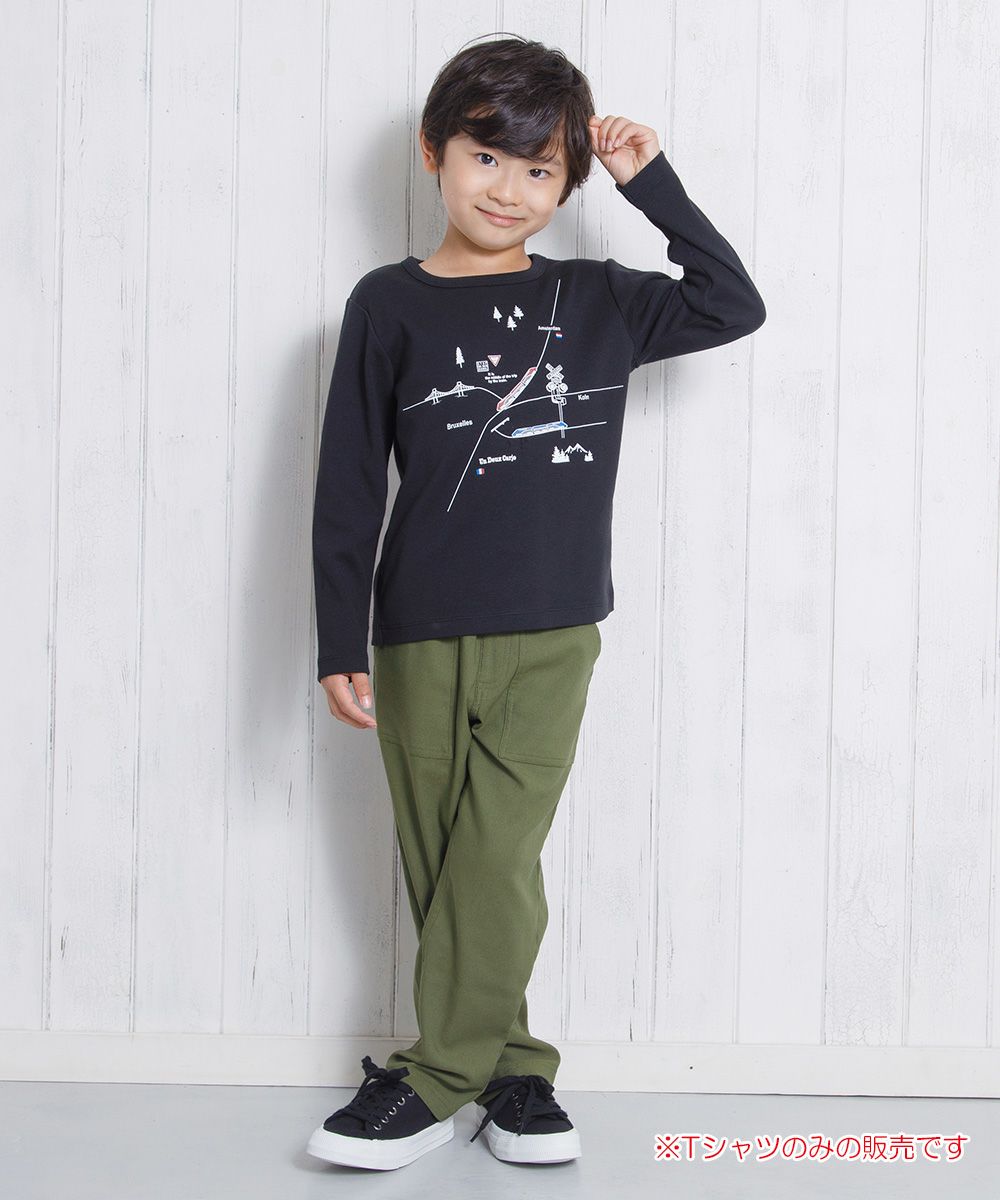 Children's clothing boy vehicle series train print T -shirt black (00) model image whole body