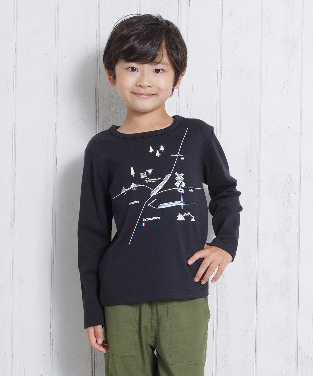 Children's clothing Boys Boys Series Train Print T -shirt Black (00) Model Image 1
