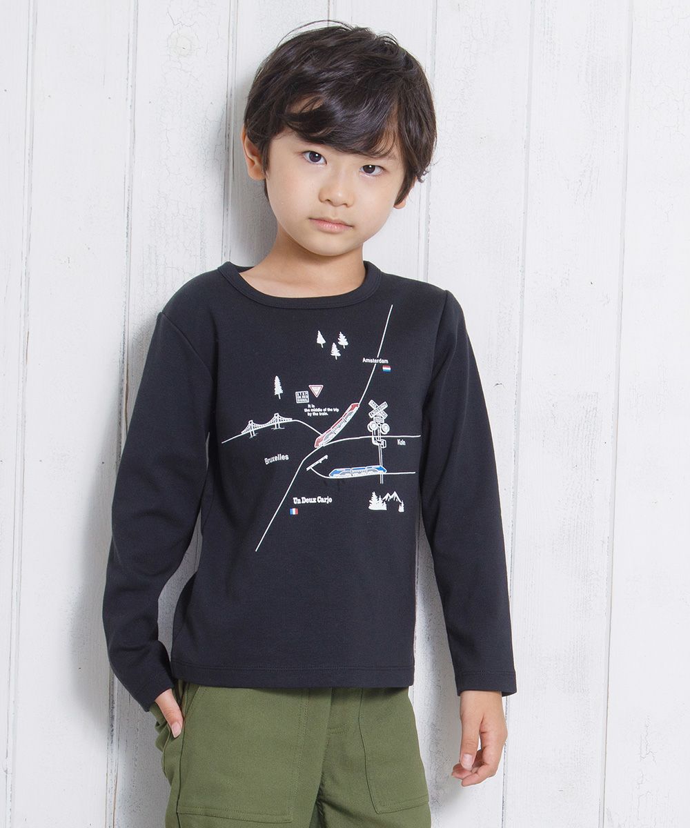 Children's clothing Boys Boys Series Train Print T -shirt Black (00) Model Image 3