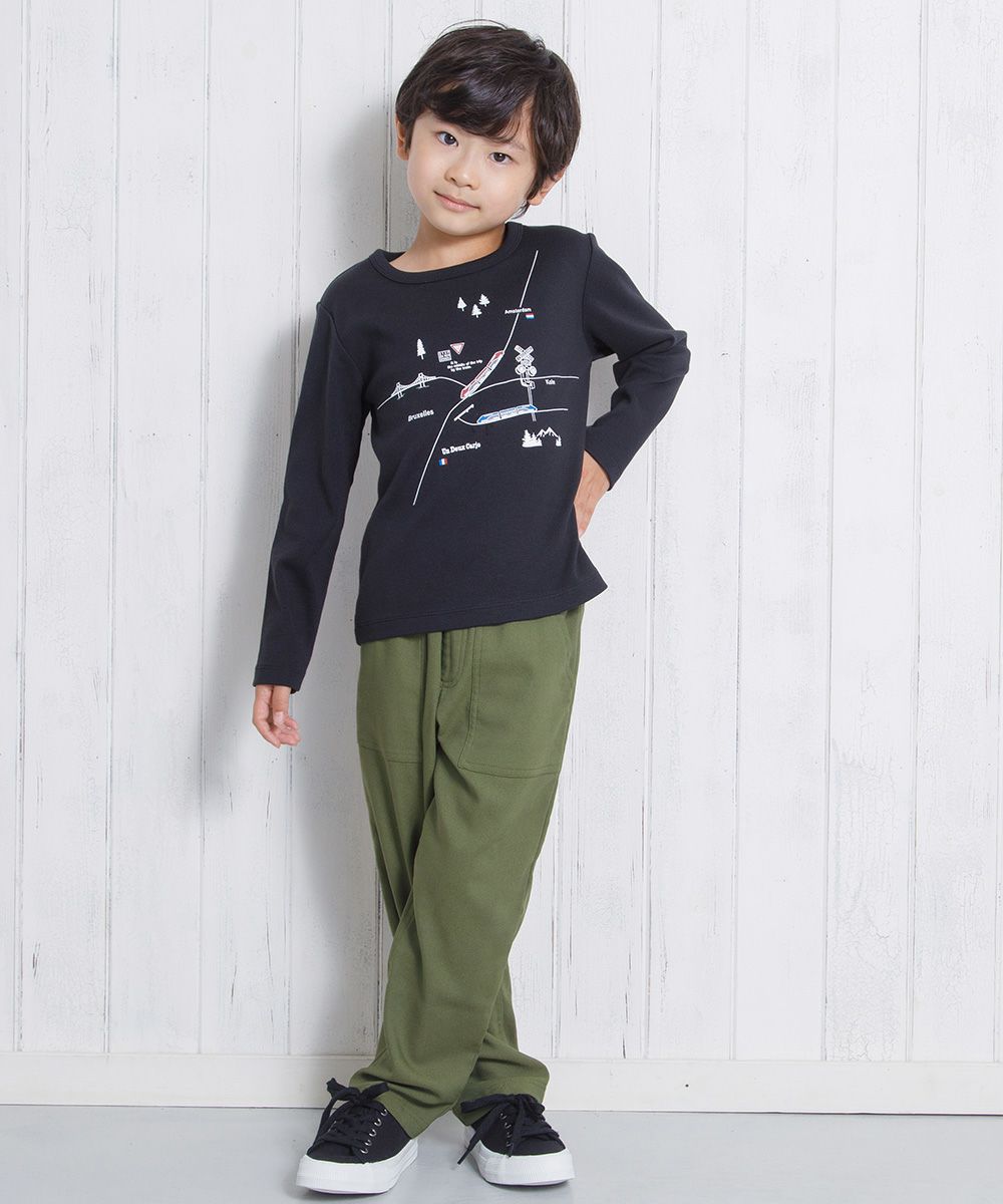 Children's clothing Boys Boys Series Train Print T -shirt Black (00) Model Image 4