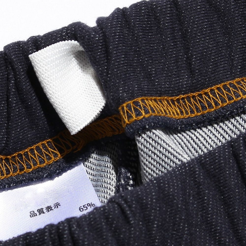 Baby size denim knit full length cargo pants Navy Design point 2