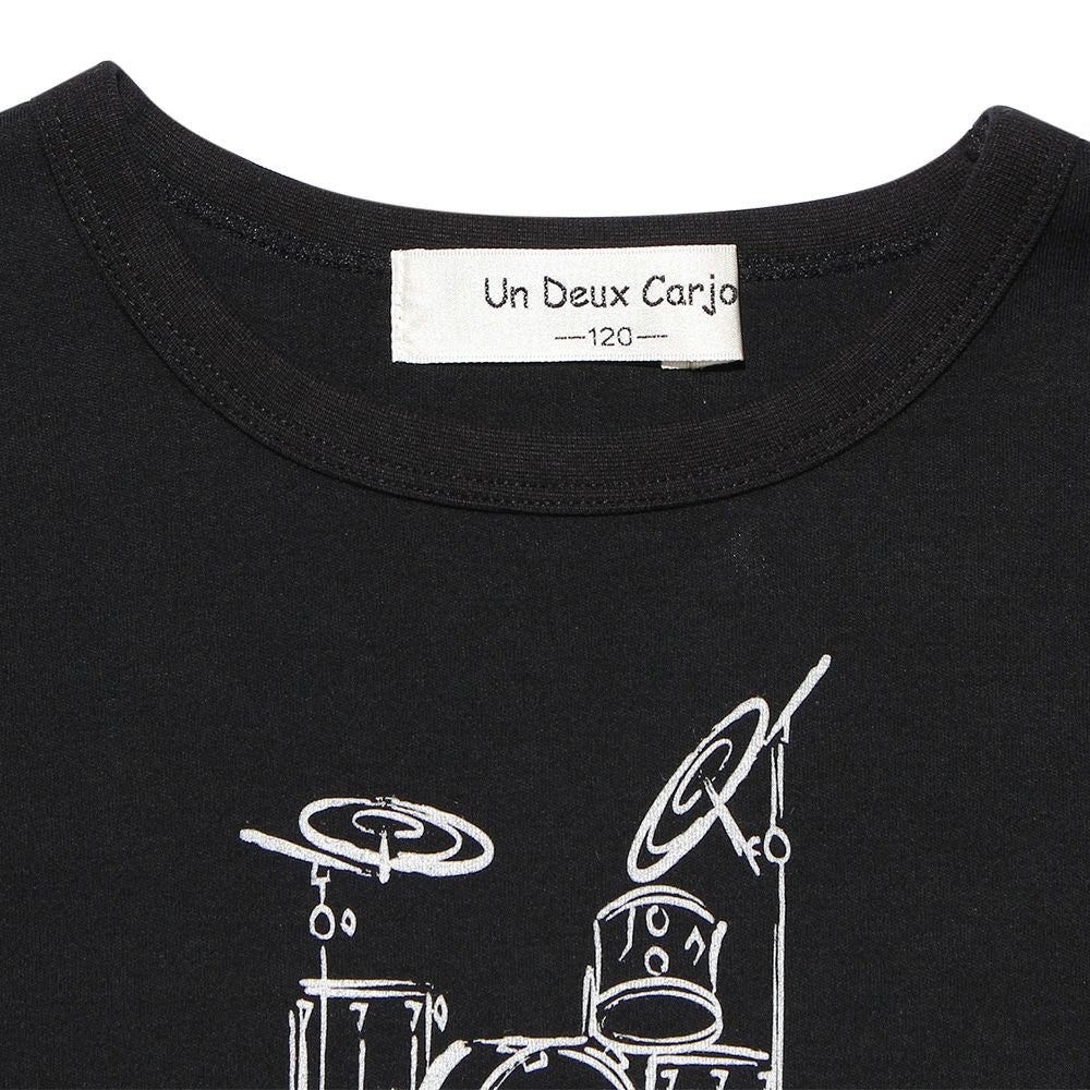 Children's clothing boy 100 % Cotton Series Series Drum Print T -shirt Black (00) Design Point 2