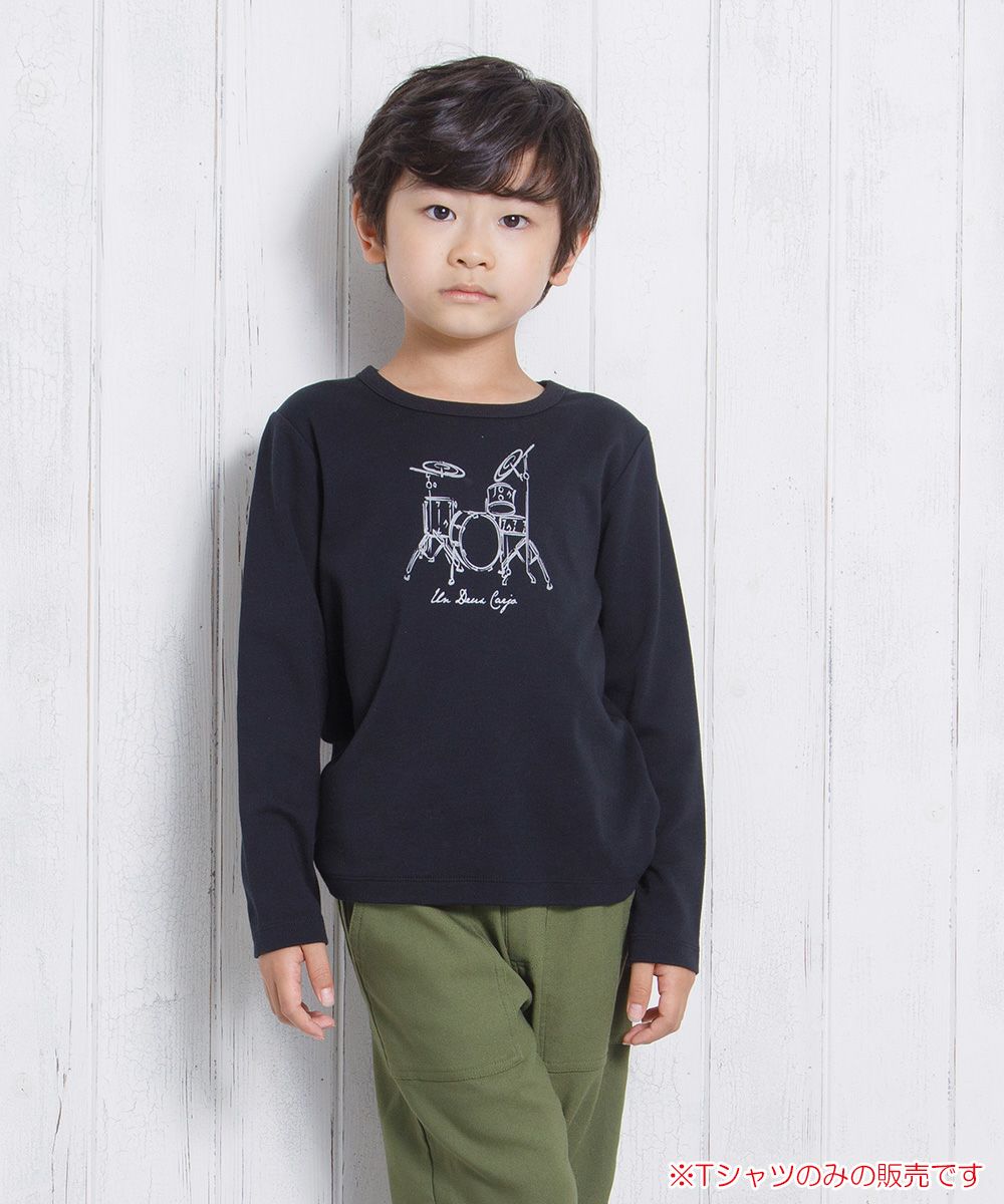 Children's clothing boy 100 % Cotton Series Series Drum Print T -shirt Black (00) Model Image 1