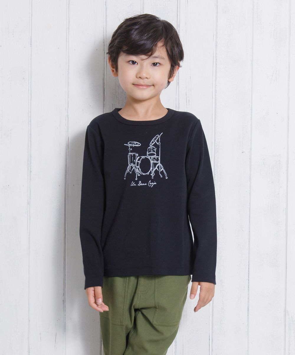 Children's clothing boy 100 % Cotton Series Series Drum Print T -shirt Black (00) Model Image 4