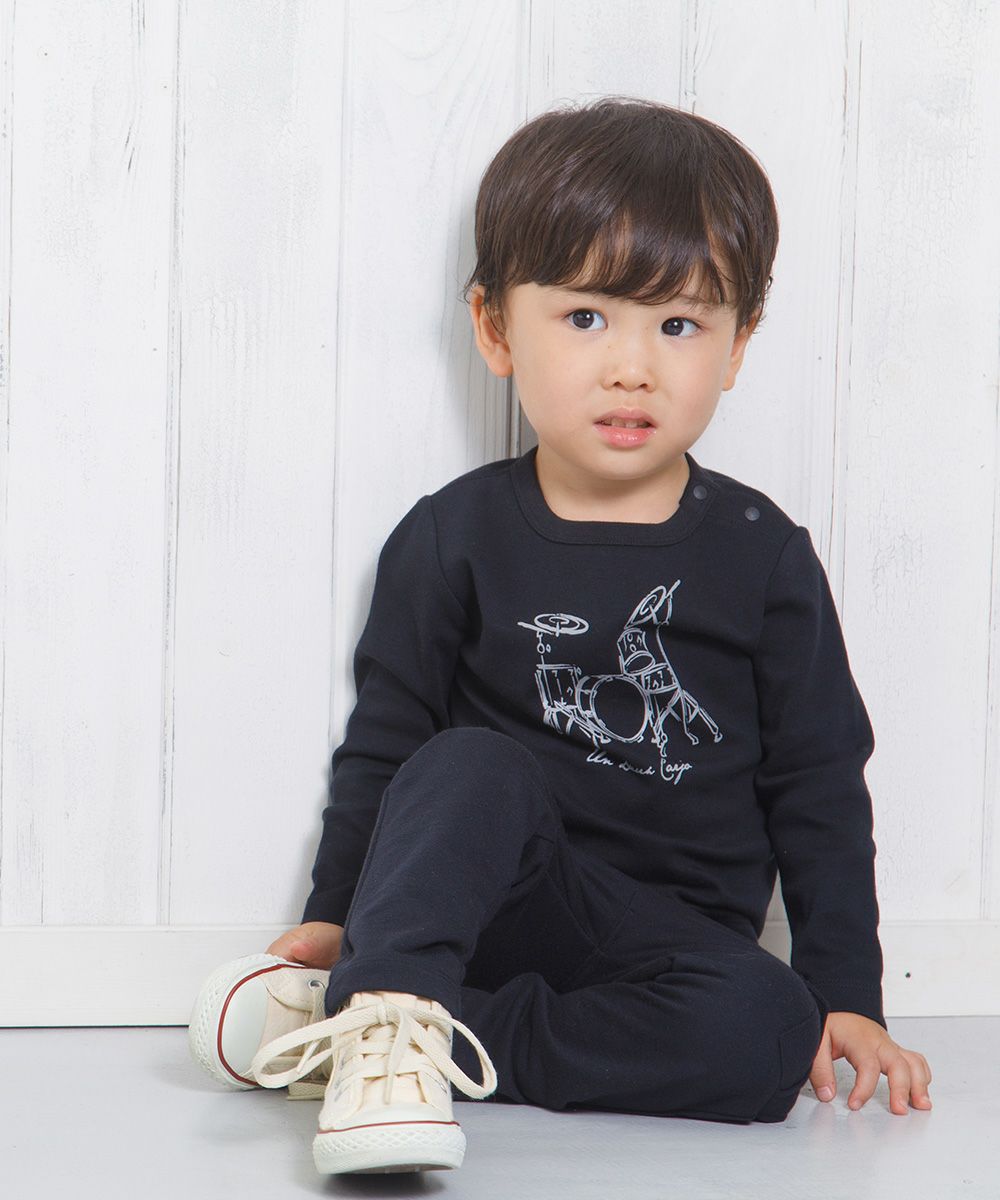 Baby Clothes Boys Baby Size 100 % Cotton Series Drum Print T -shirt Black (00) Model Image 3