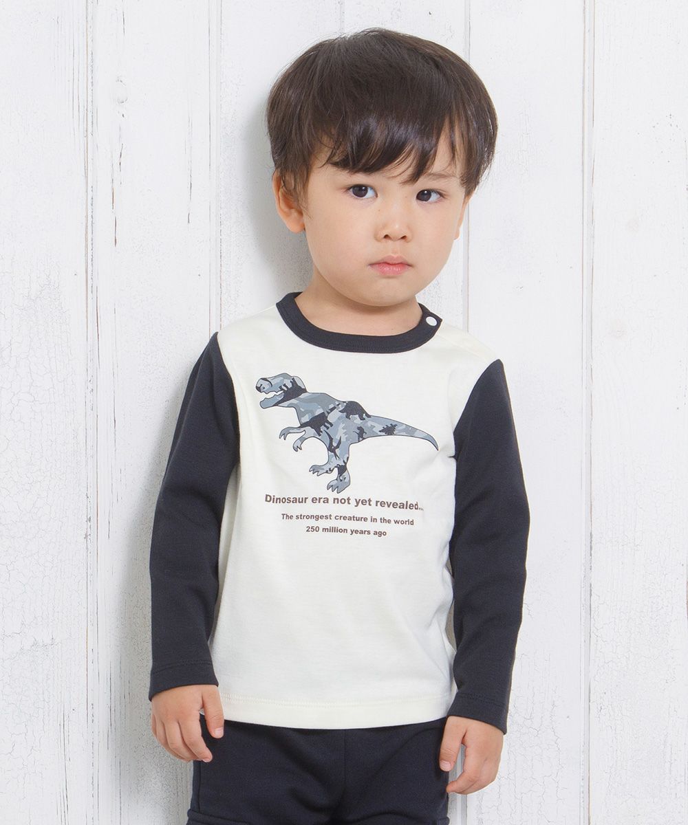 Baby size Dinosaur Series Print camouflage T -shirt Ivory model image up