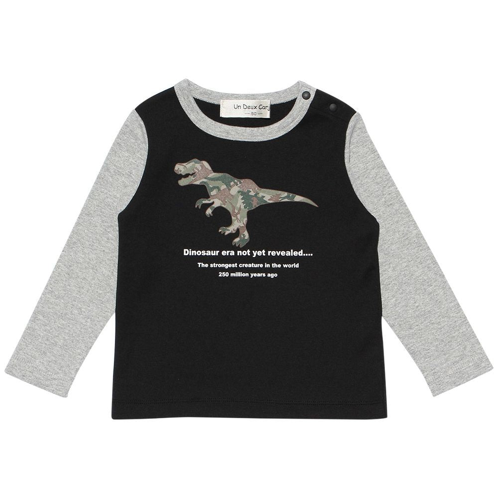 Baby size Dinosaur Series Print camouflage T -shirt Black front