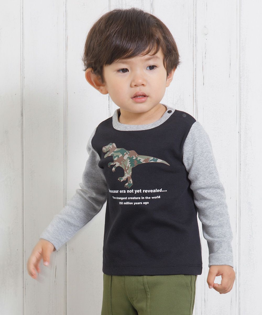 Baby size Dinosaur Series Print camouflage T -shirt Black model image 1