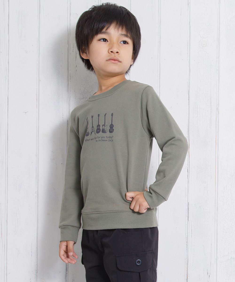 Children's clothing boy guitar print musical instrument series back hair trainer khaki (82) model image 1