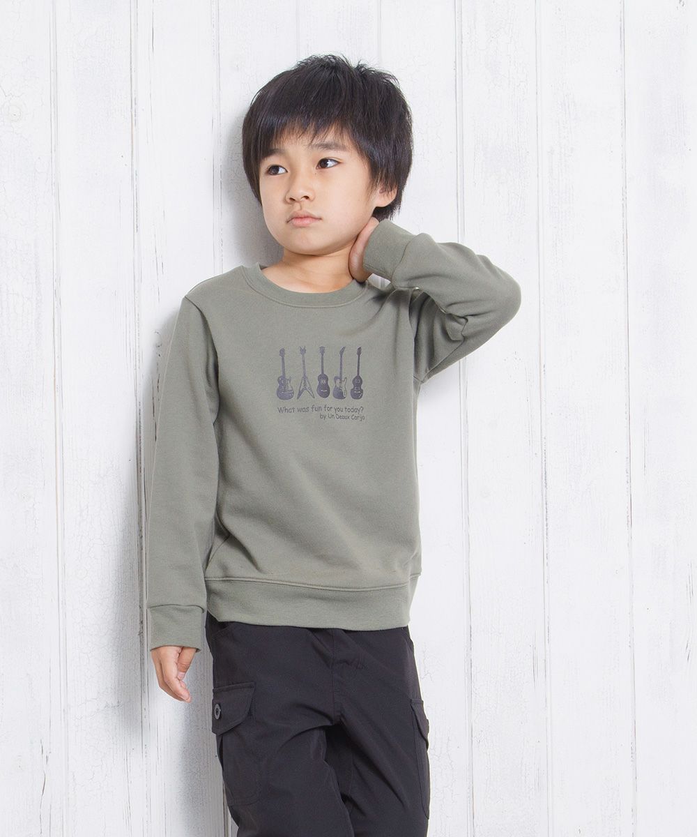 Children's clothing boy guitar print musical instrument series back hair trainer khaki (82) model image 3