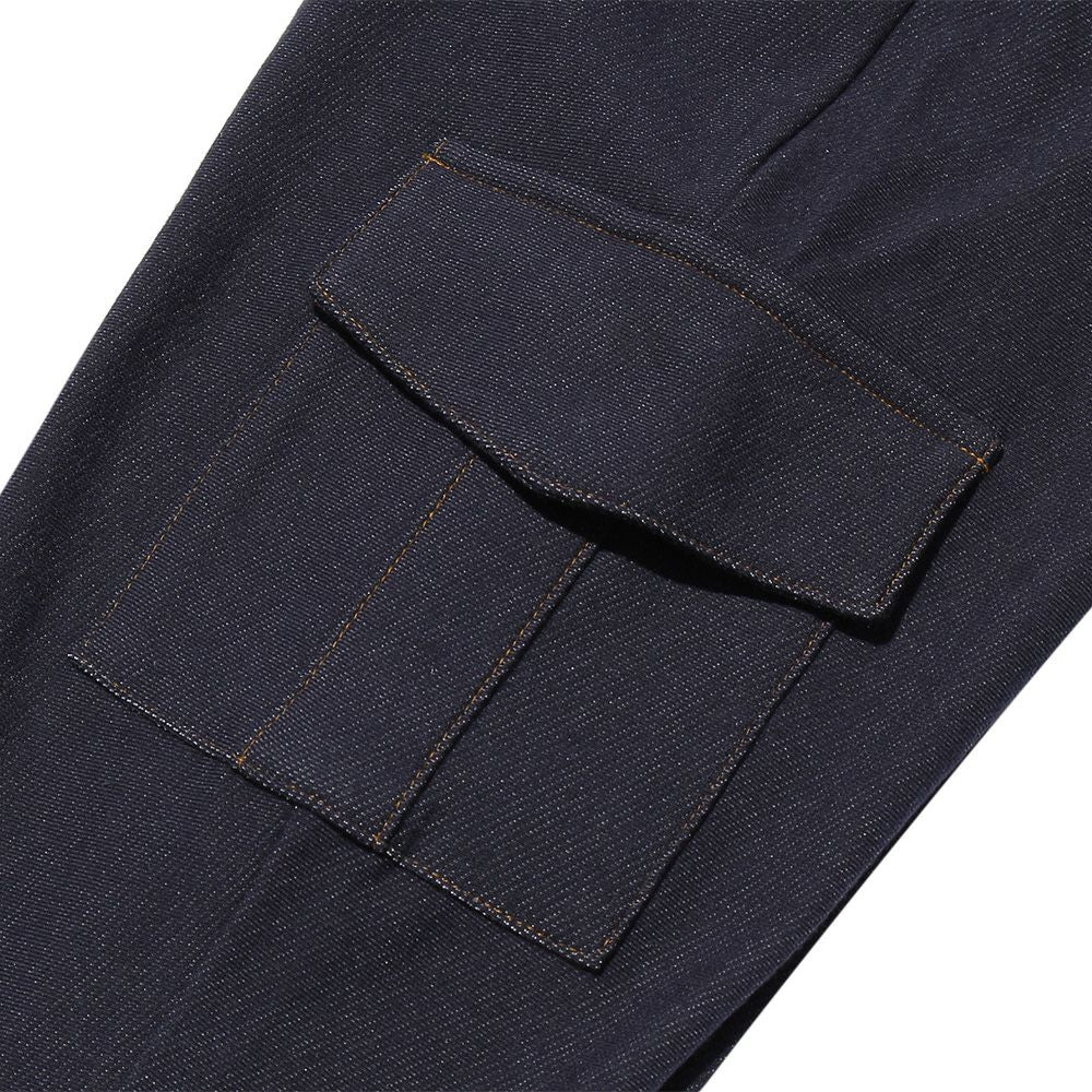 Denim knit full length cargo pants Navy Design point 1