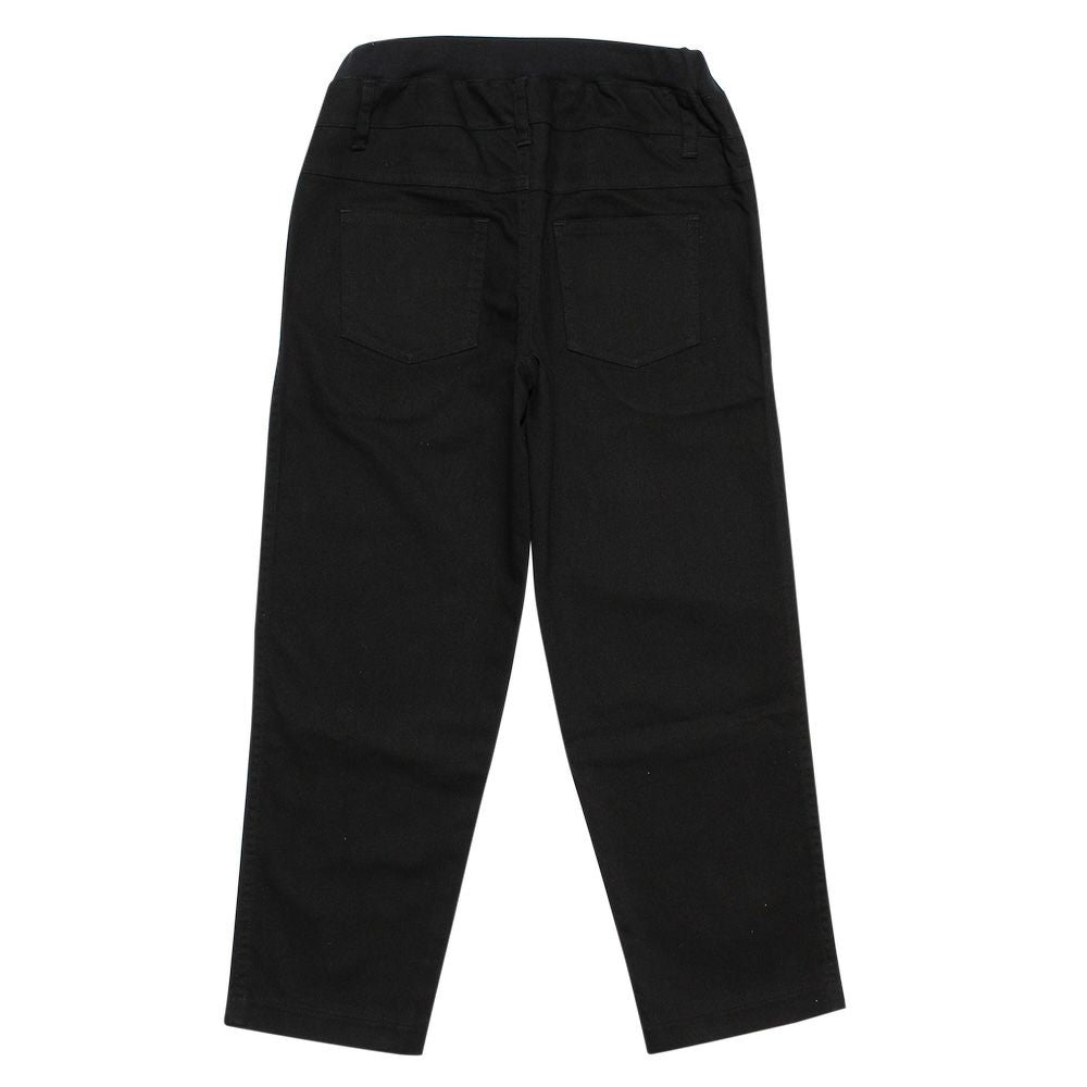 Stretch material waist rubber full length pants Black back