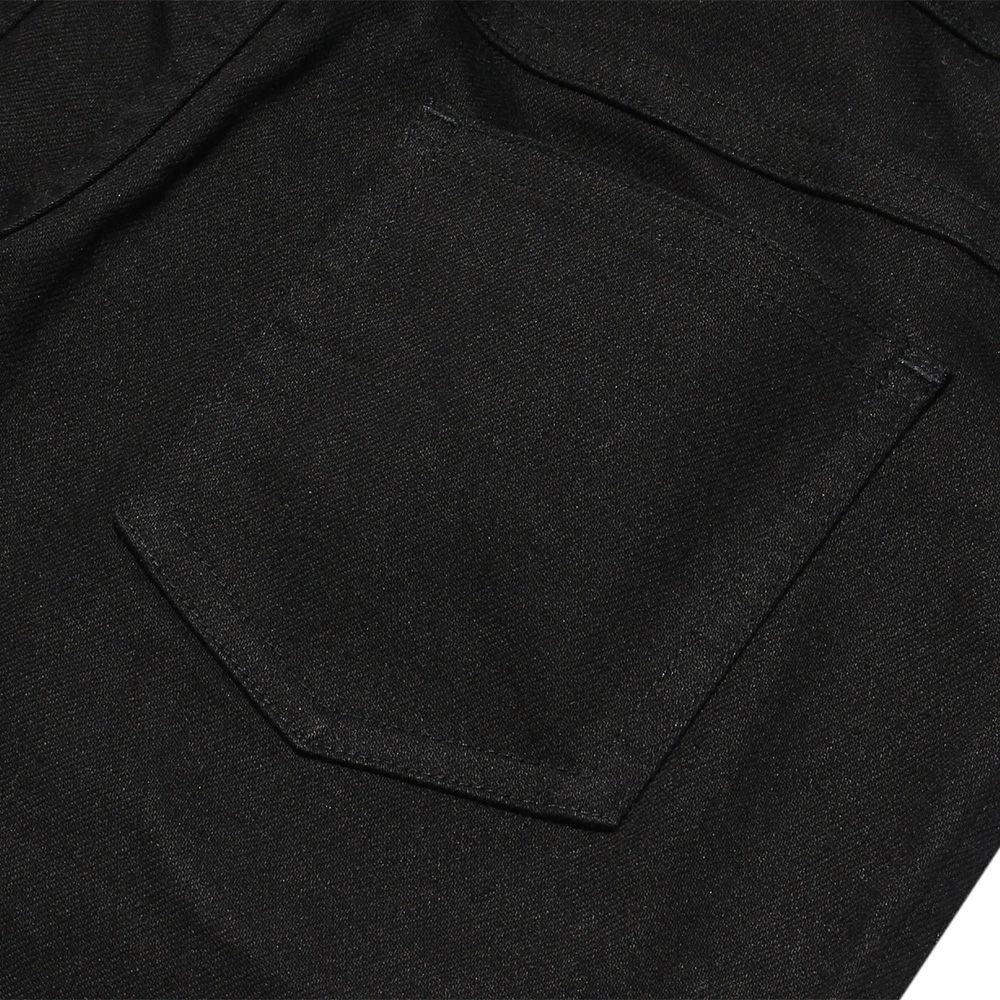 Stretch material waist rubber full length pants Black Design point 1