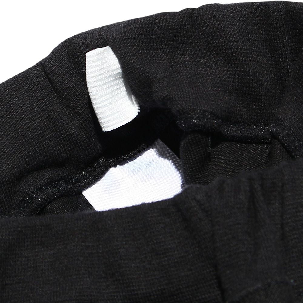 Stretch material waist rubber full length pants Black Design point 2