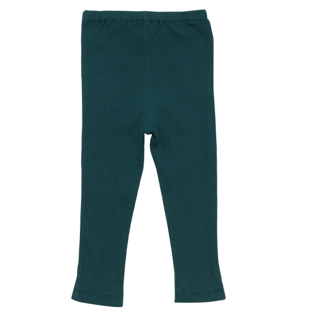 Baby size rib knitting material full length stretch pants Green back