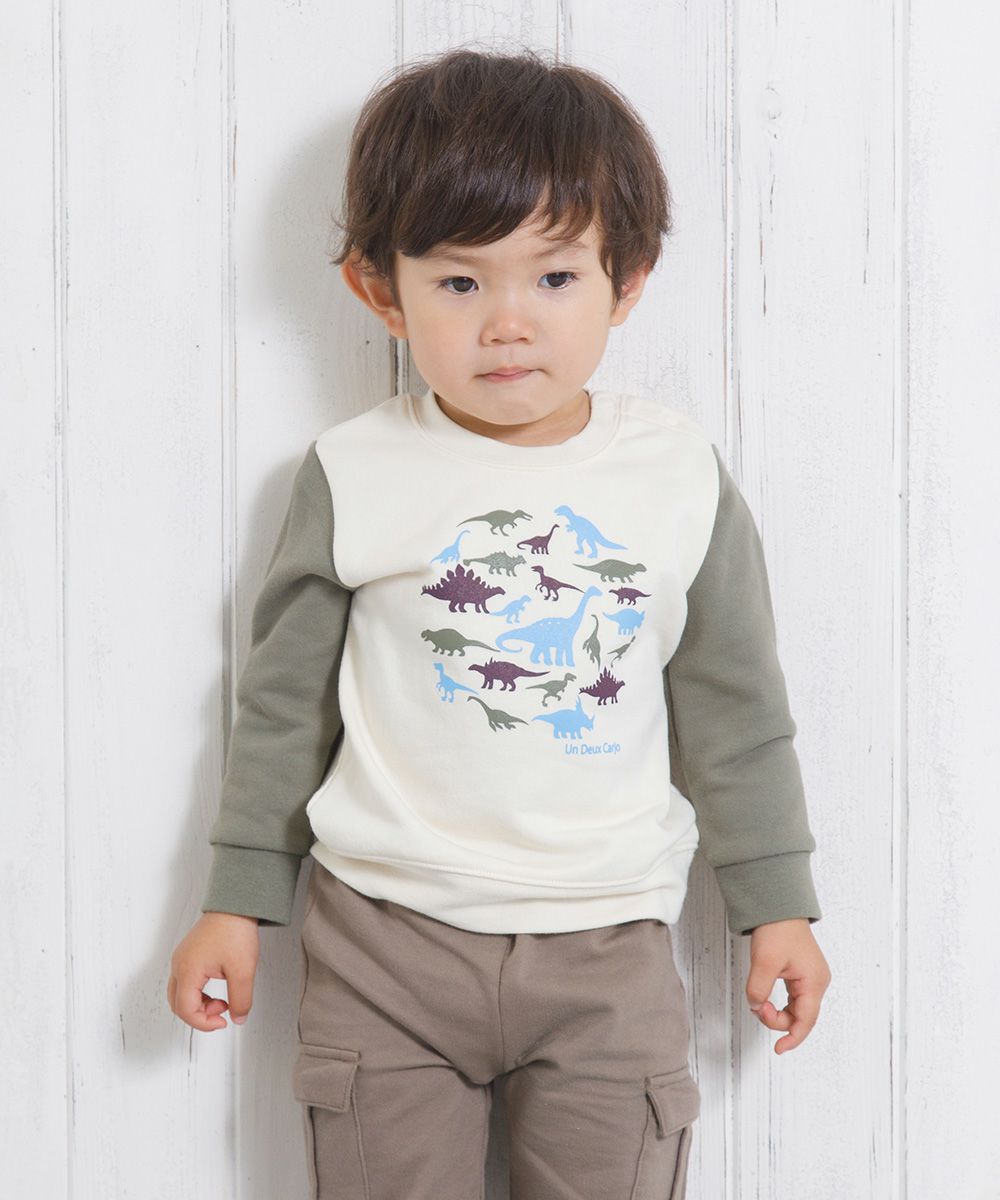 Baby size Dinosaur Animal Print Fleet Trainer Ivory model image 1