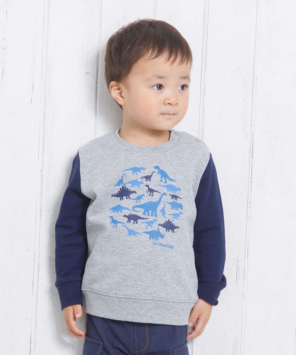 Baby size Dinosaur Animal Print Fleet Trainer Misty Gray model image up