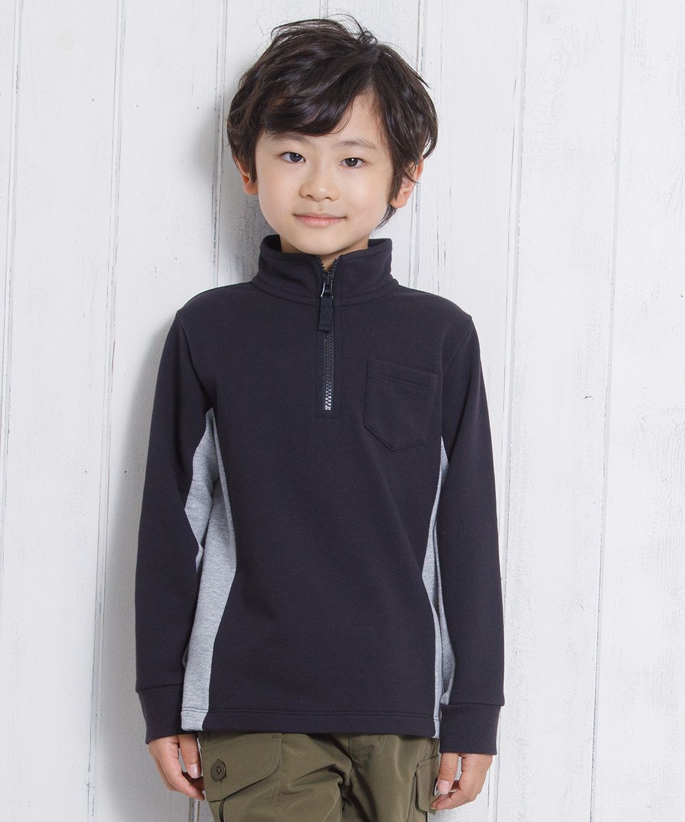 Children's clothing Boys Half Zip Bay Color Fleet Trainer Black (00) Model Image Up