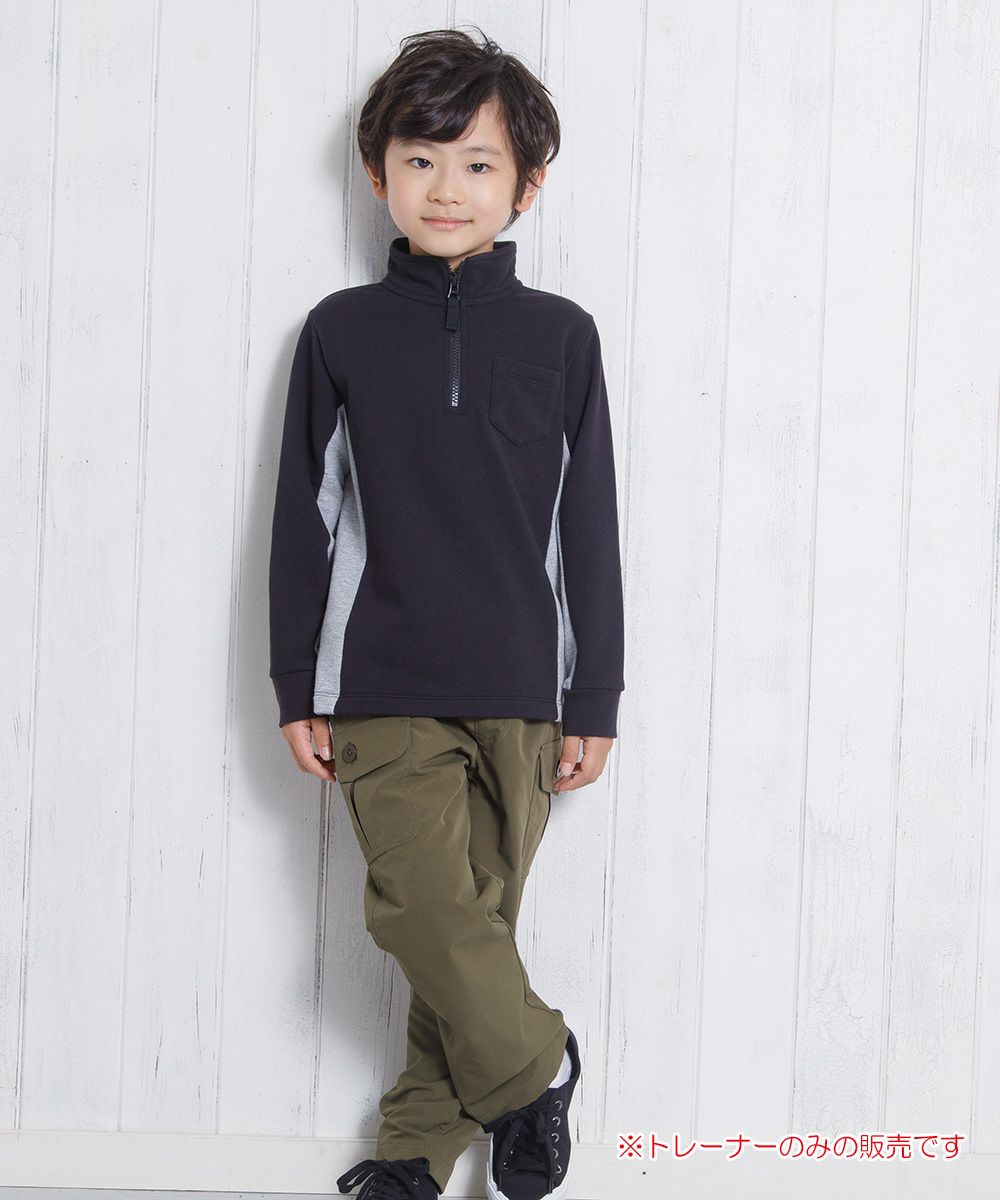 Children's clothing Boys Half Zip Bay Color Fleet Trainer Black (00) Model Image whole body