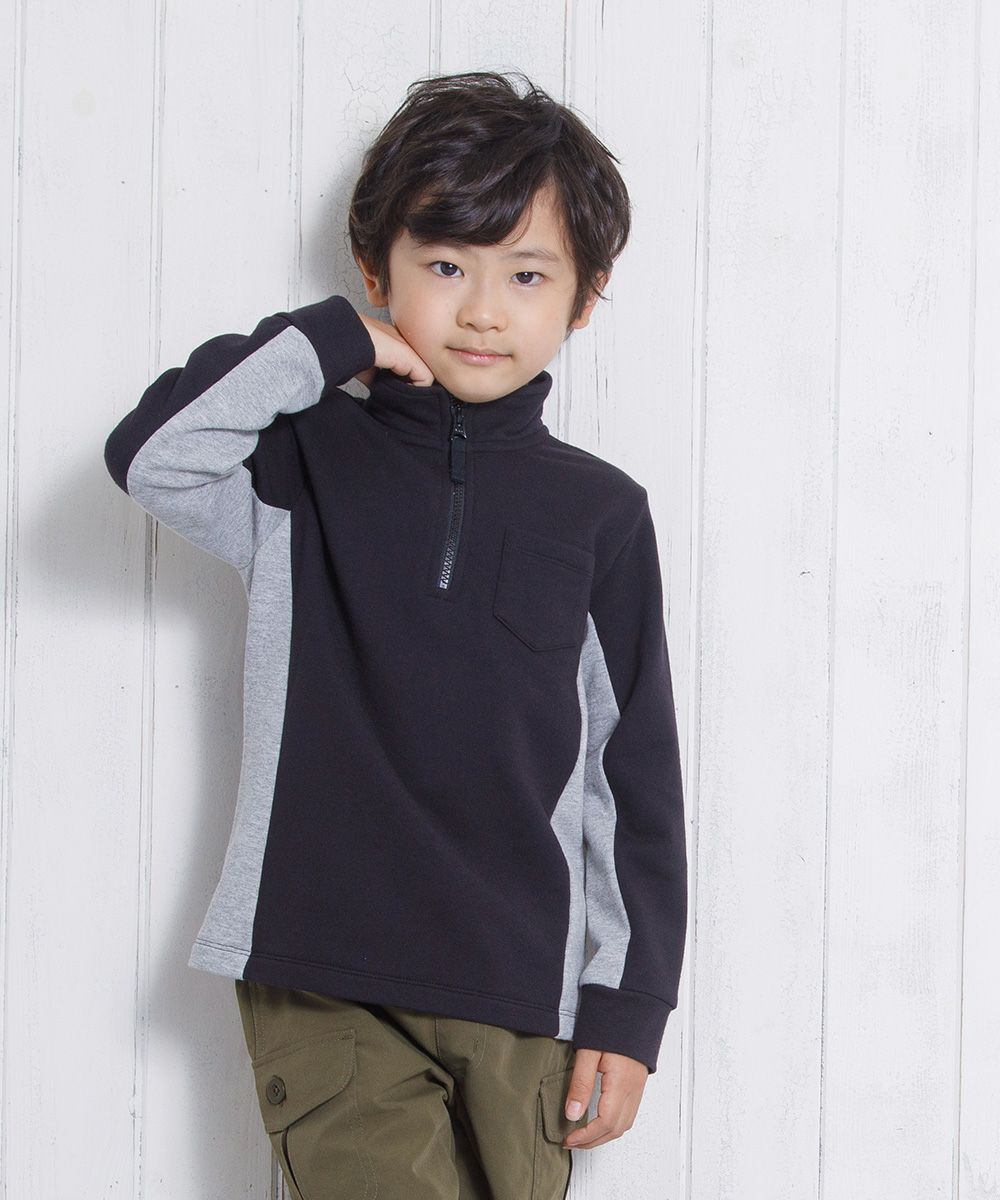 Children's clothing Boys Half Zip by Color Fleet Trainer Black (00) Model Image 1