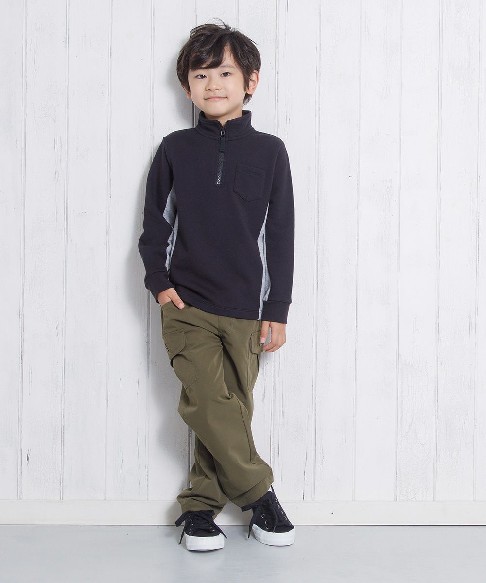 Children's clothing Boys Half Zip by Color Fleet Trainer Black (00) Model Image 2
