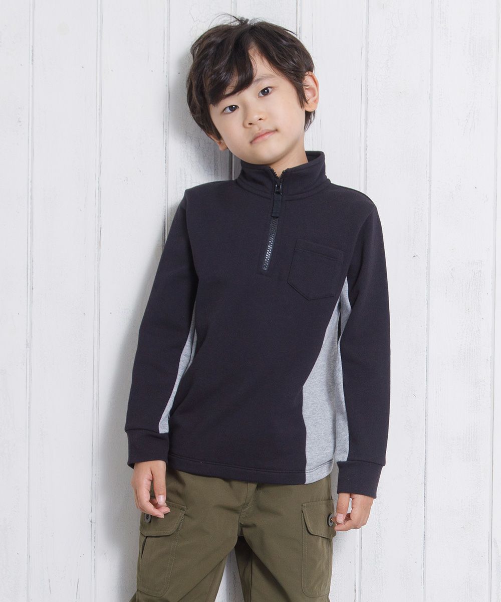 Children's clothing boys Half Zip by Color Fleet Trainer Black (00) Model Image 3