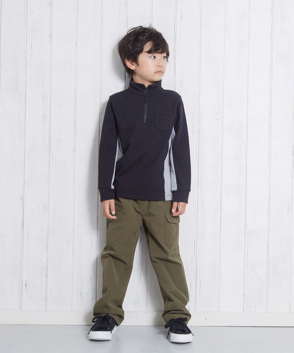 Children's clothing boys Half Zip by Color Fleet Trainer Black (00) Model Image 4