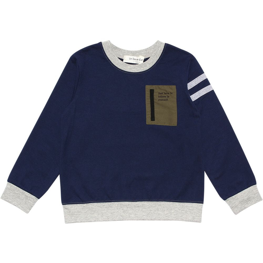 Trainer with a mini -backed line with lines with pocket -style motif Navy front