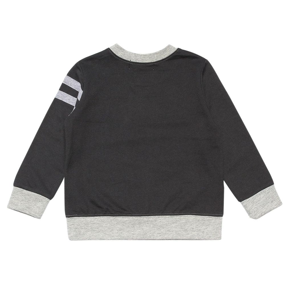 Baby size mini french terry sleeve trainer with lines Misty Gray back