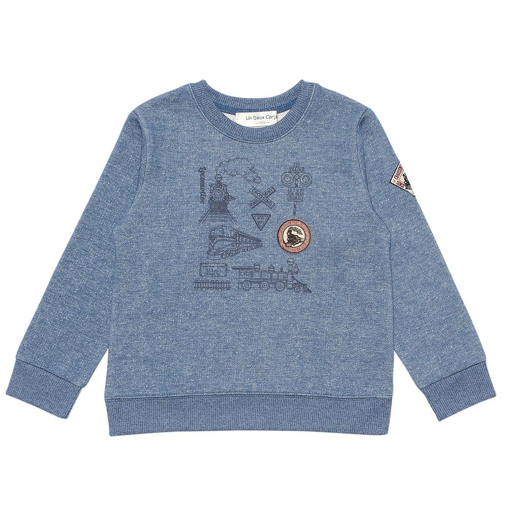 Children's clothing Boys Boy Print Train Series Fleet Brush Brush Trainer Blue (61) Front