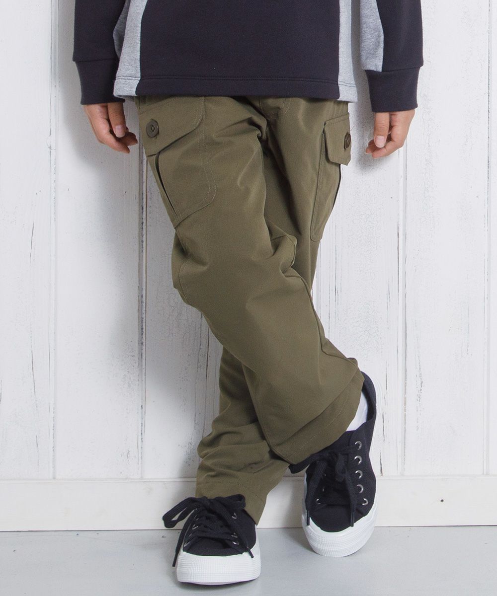 Back -raising hair full length cargo pants Khaki model image up