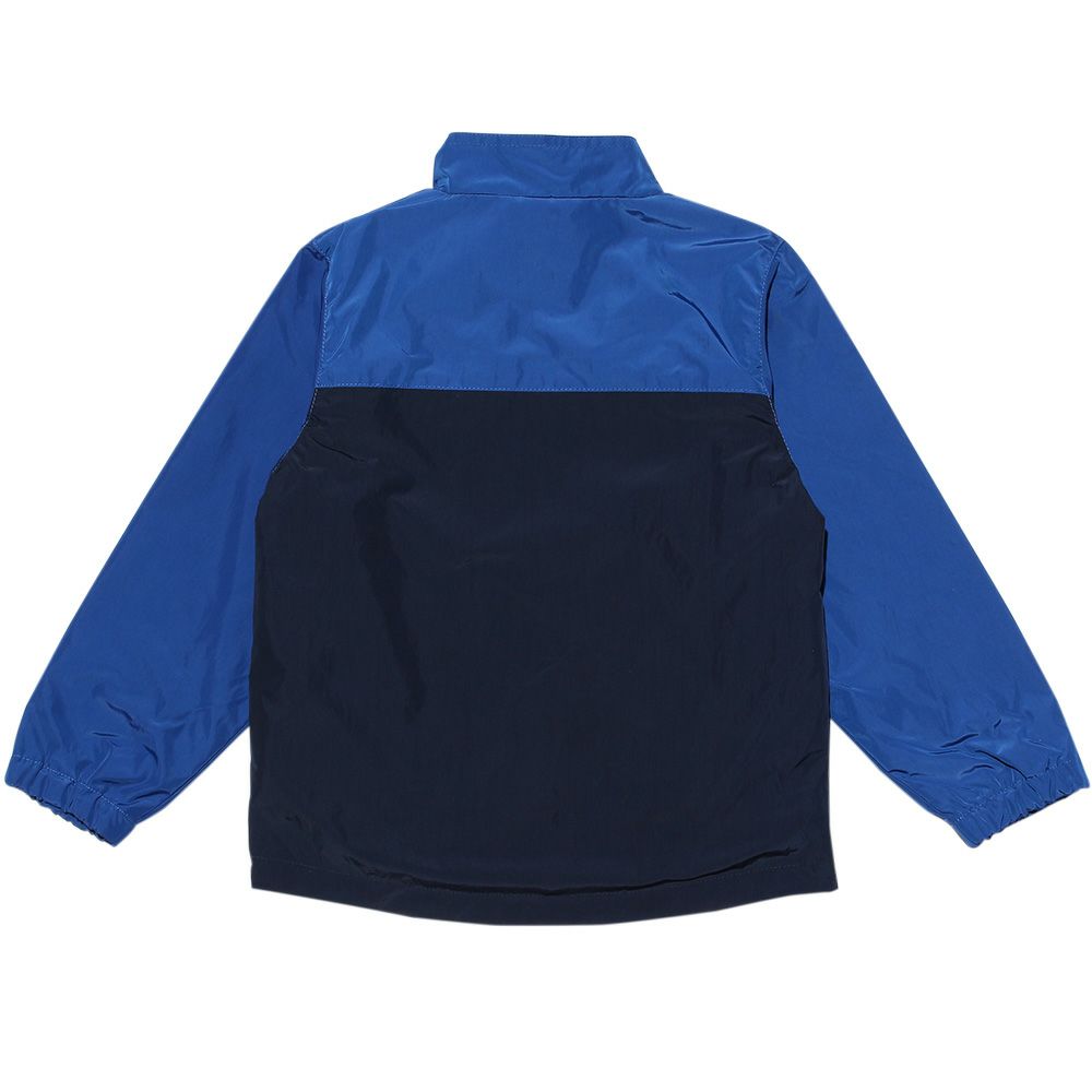 Bicolor zip -up jacket with long sleeve pocket Blue back