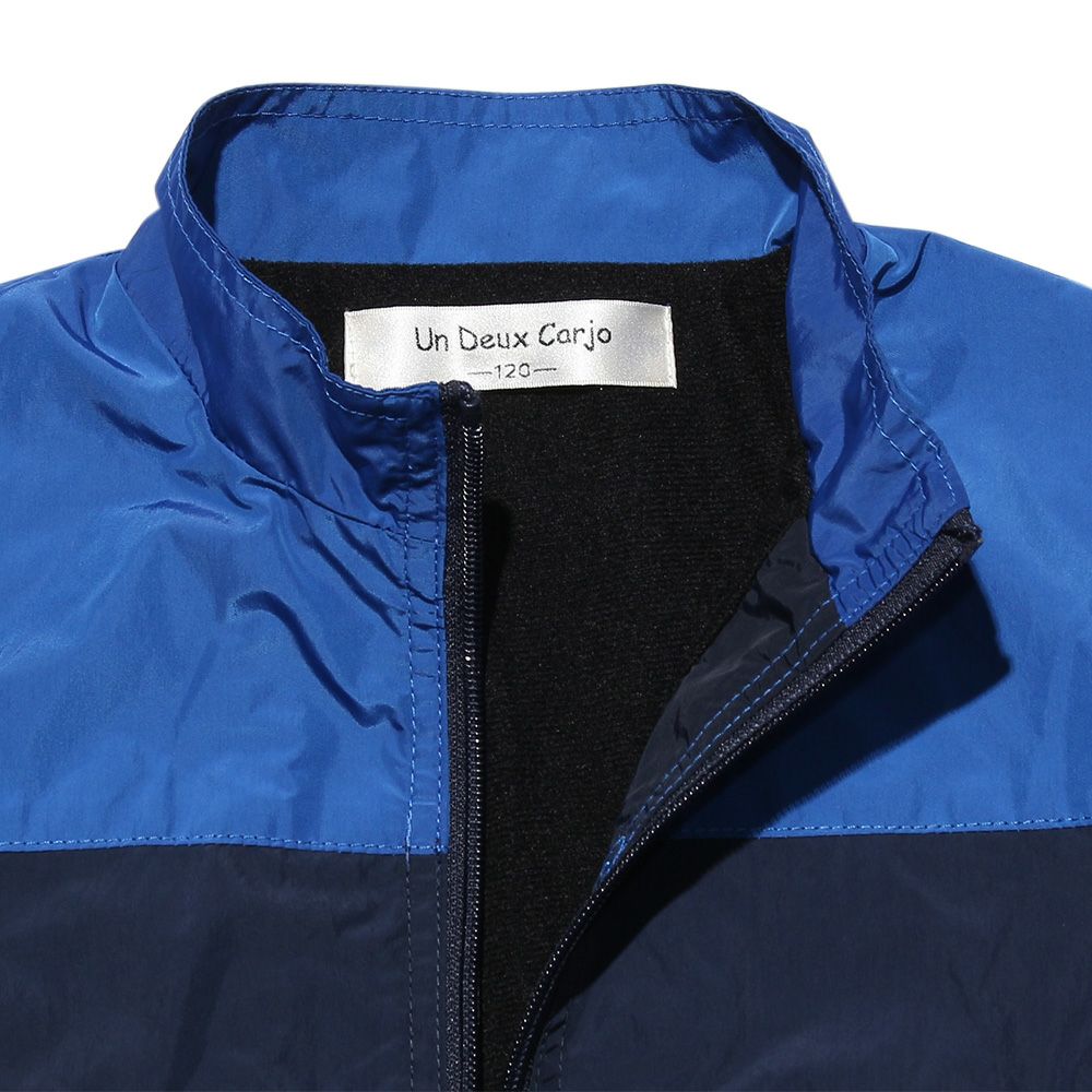 Bicolor zip -up jacket with long sleeve pocket Blue Design point 1