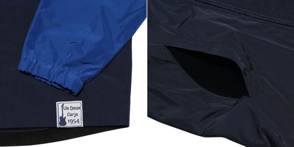 Bicolor zip -up jacket with long sleeve pocket Blue Design point 2