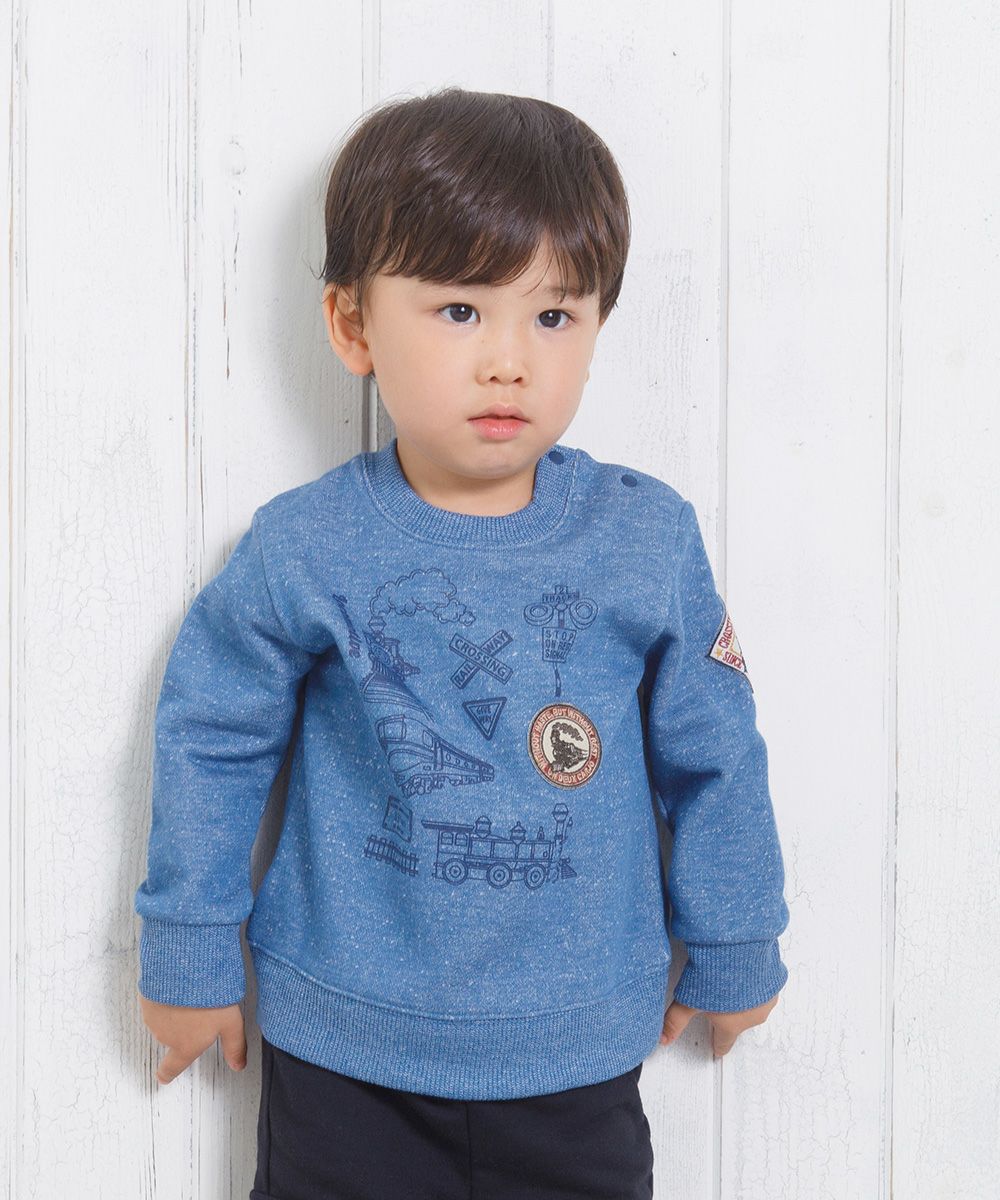 Baby Clothes Boy Baby Baby Size Train Foreign Board Print Backly Brushed Trainer Blue (61) Model Image 1