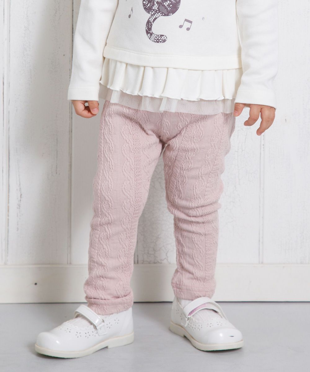 Baby Clothing Girl Baby Size Knit Full Length Leggings Pink (02) Model image Up