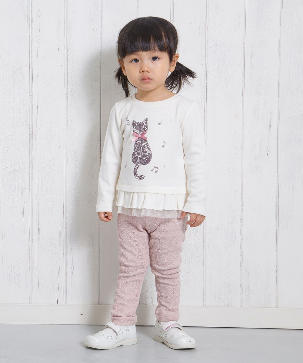 Baby Clothing Girl Baby Size Knit Full Length Leggings Pink (02) Model Image 2