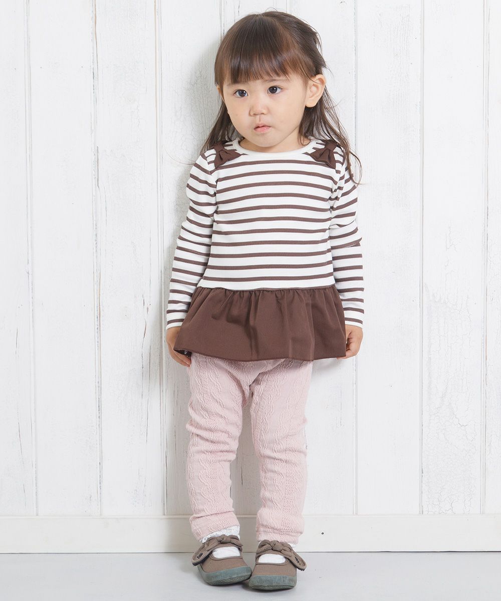 Baby Clothing Girl Baby Size Knit Full Length Leggings Pink (02) Model Image 3